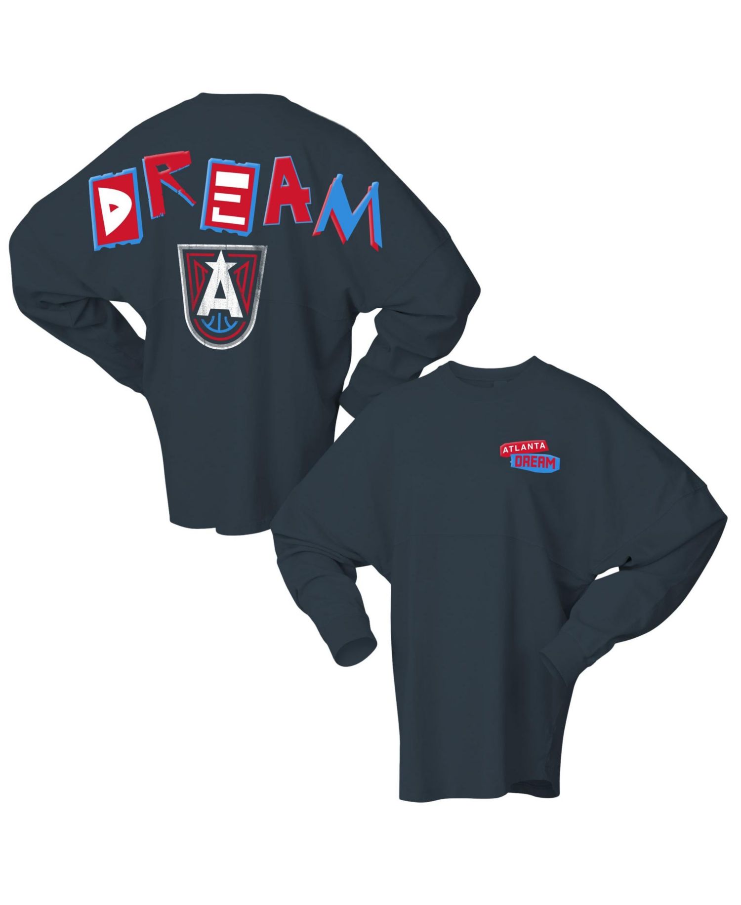 Women's Charcoal Atlanta Dream Patches Oversized Long Sleeve T-Shirt
