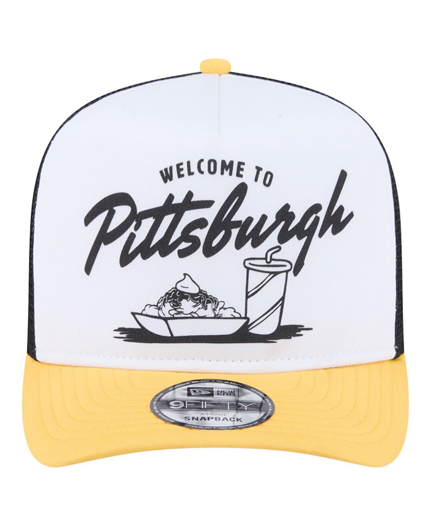 Men's White/Gold Pittsburgh Steelers Foodie 9FIFTY A-Frame Trucker Snapback Hat