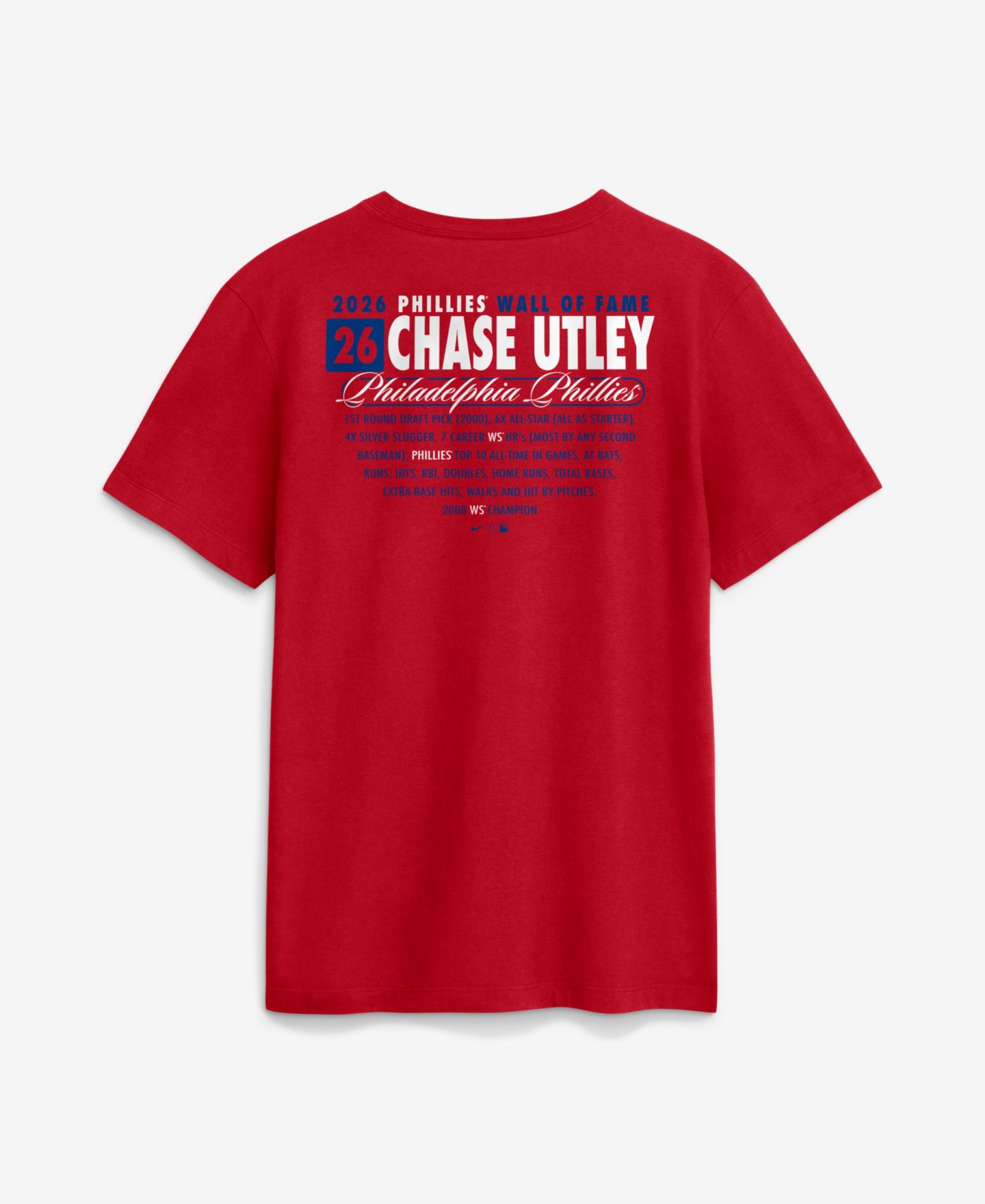 Мужская футболка Nike Chase Utley Red Philadelphia Phillies Wall of Fame — фото 5