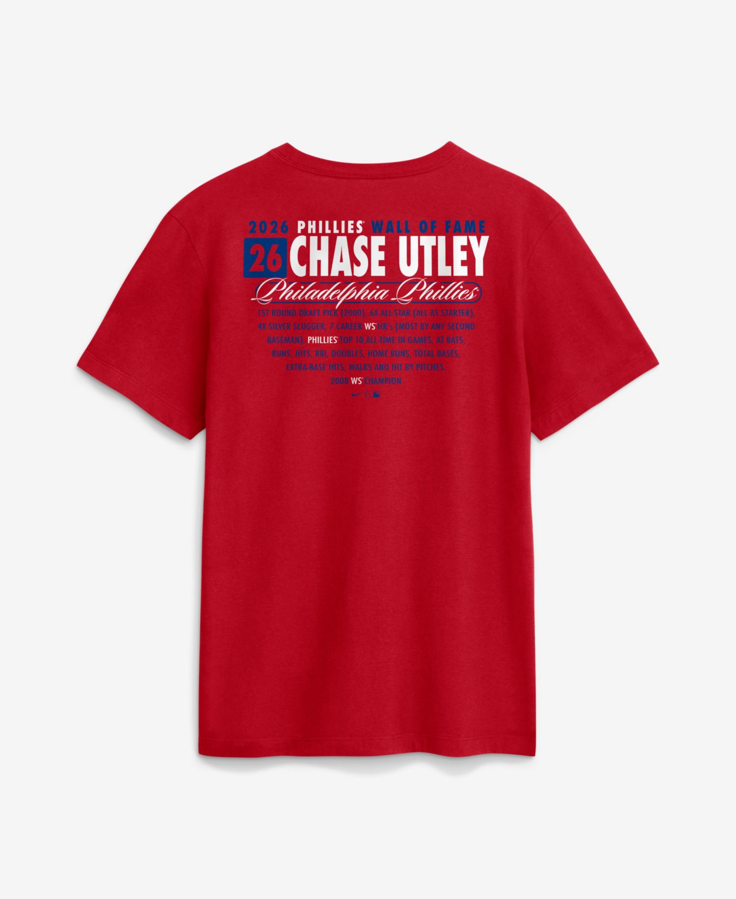 Men's Chase Utley Red Philadelphia Phillies Wall of Fame T-Shirt