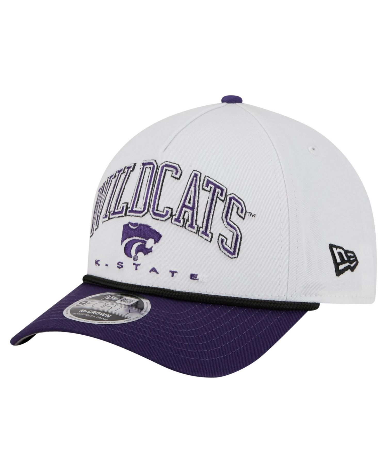 Men's White/Purple Kansas State Wildcats Arch Two-Tone Rope 9FORTY A-Frame M-Crown Adjustable Hat