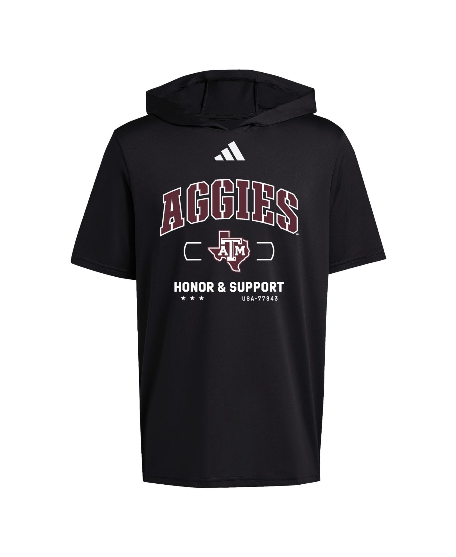Men's Black Texas A&M Aggies Honor & Support D4T Hooded T-Shirt