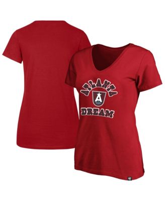 Women's Red Atlanta Dream Logo Lockup V-Neck Plus Size T-Shirt