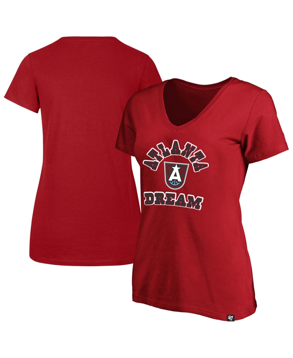 '47 Brand Women's Red Atlanta Dream Logo Lockup V-Neck Plus T-Shirt