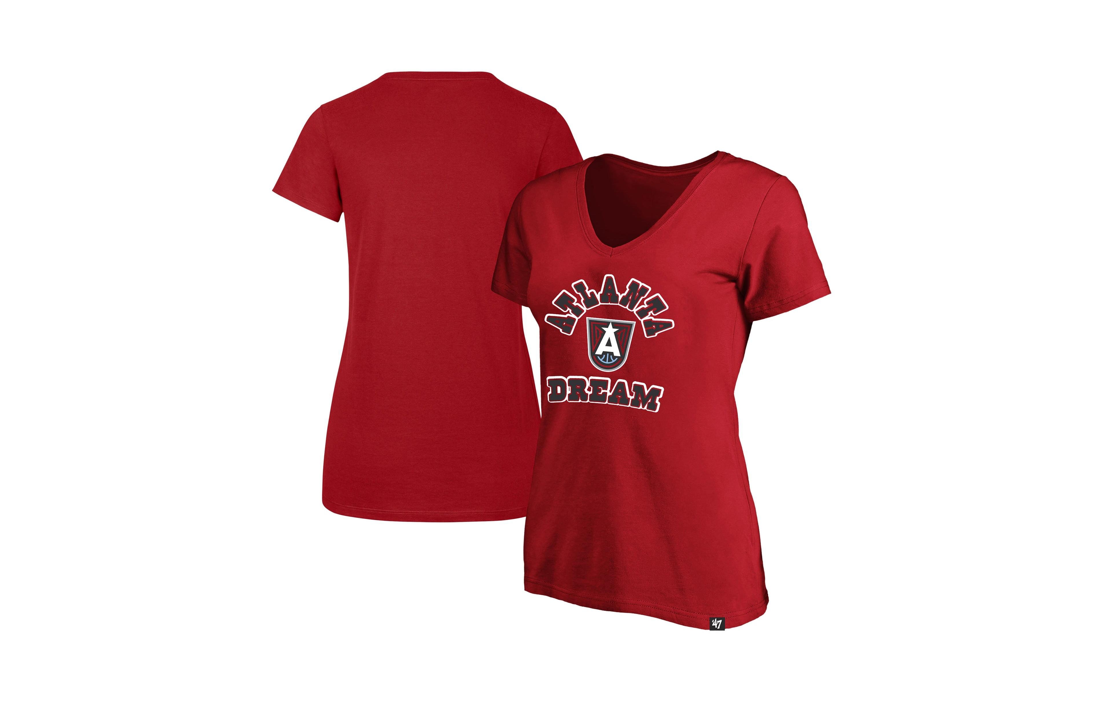 '47 Brand Women's Red Atlanta Dream Logo Lockup V-Neck Plus Size T-Shirt