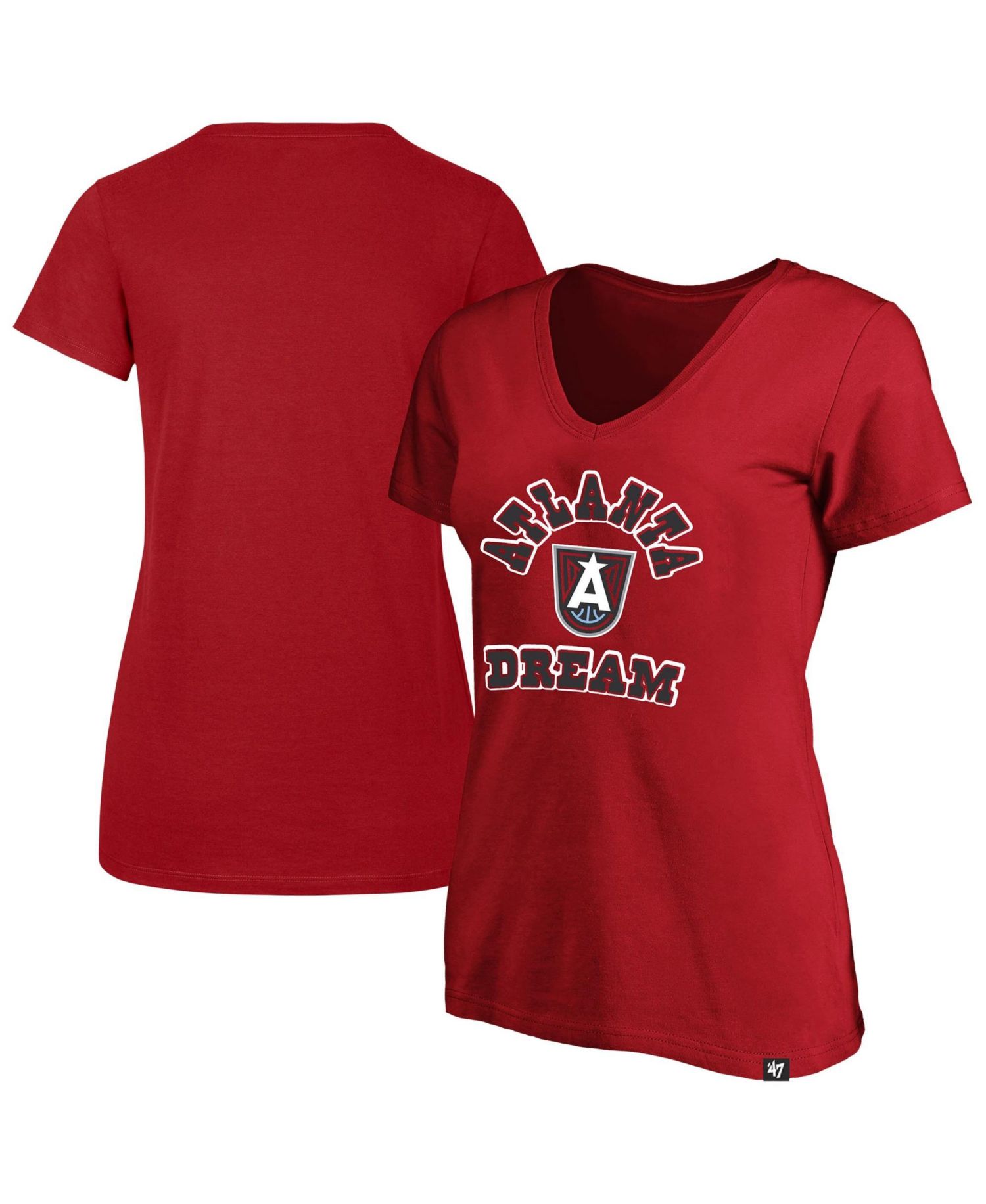 Women's '47 Red Atlanta Dream Logo Lockup V-Neck Plus Size T-Shirt