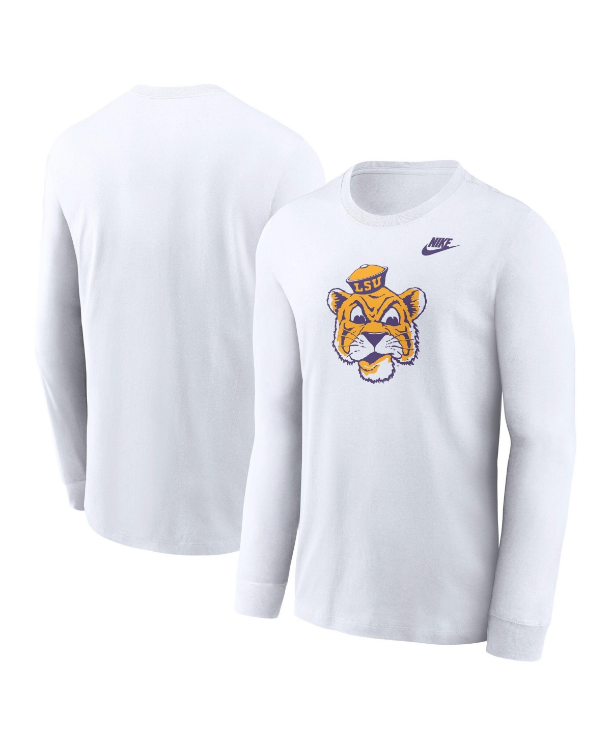Nike Men's White Lsu Tigers Legacy Primary Logo Long Sleeve T-Shirt
