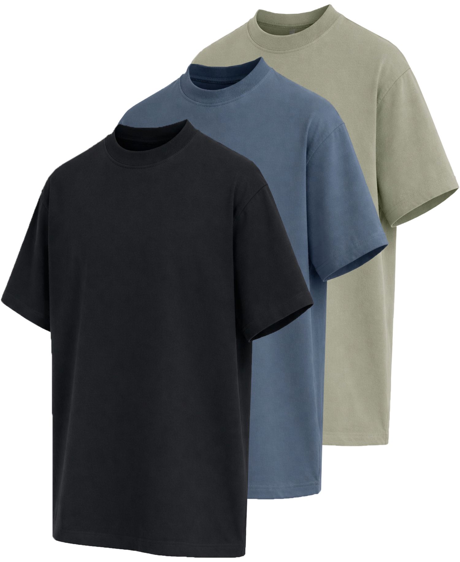 Men's Heavyweight Cotton Drop-Shoulder T-Shirt, 3-Pack