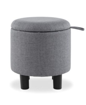 Round Storage Ottoman with Reversible Cushion and Tray Lid