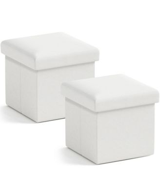 2 Pack Small Square Collapsible Storage Ottoman, Foot Stool, Seat