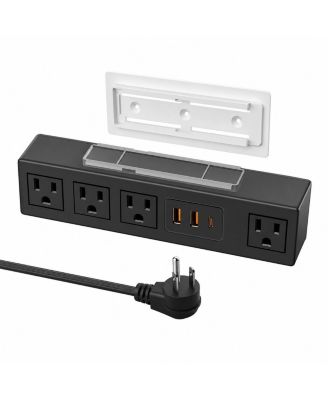 Under-Desk Mount Surge Protector Power Strip for USB-C and USB-A Devices