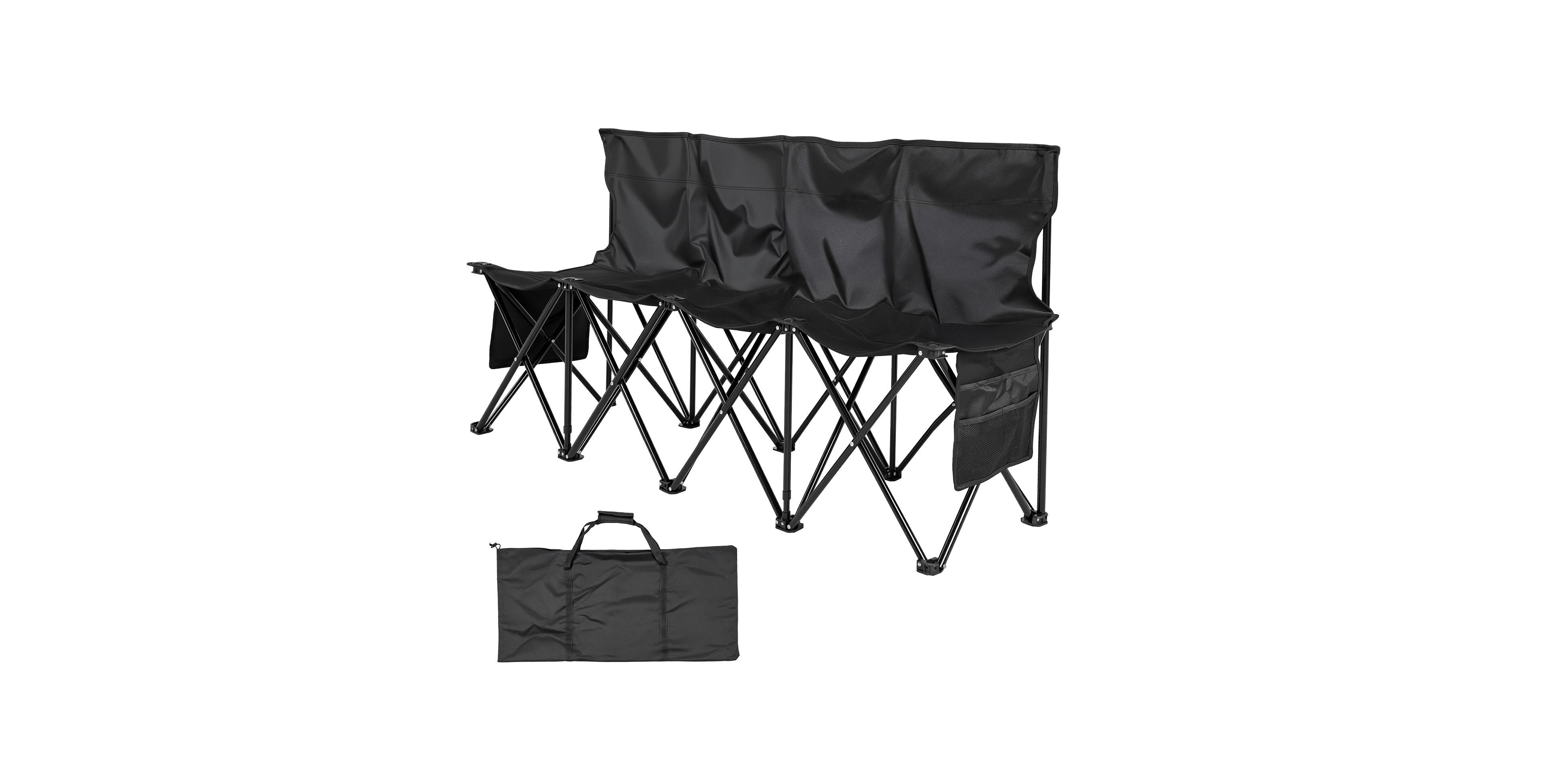 Sugift 63 Inch Portable 4 Seat Folding Sideline Bench with Side Pockets and Carrying Bag