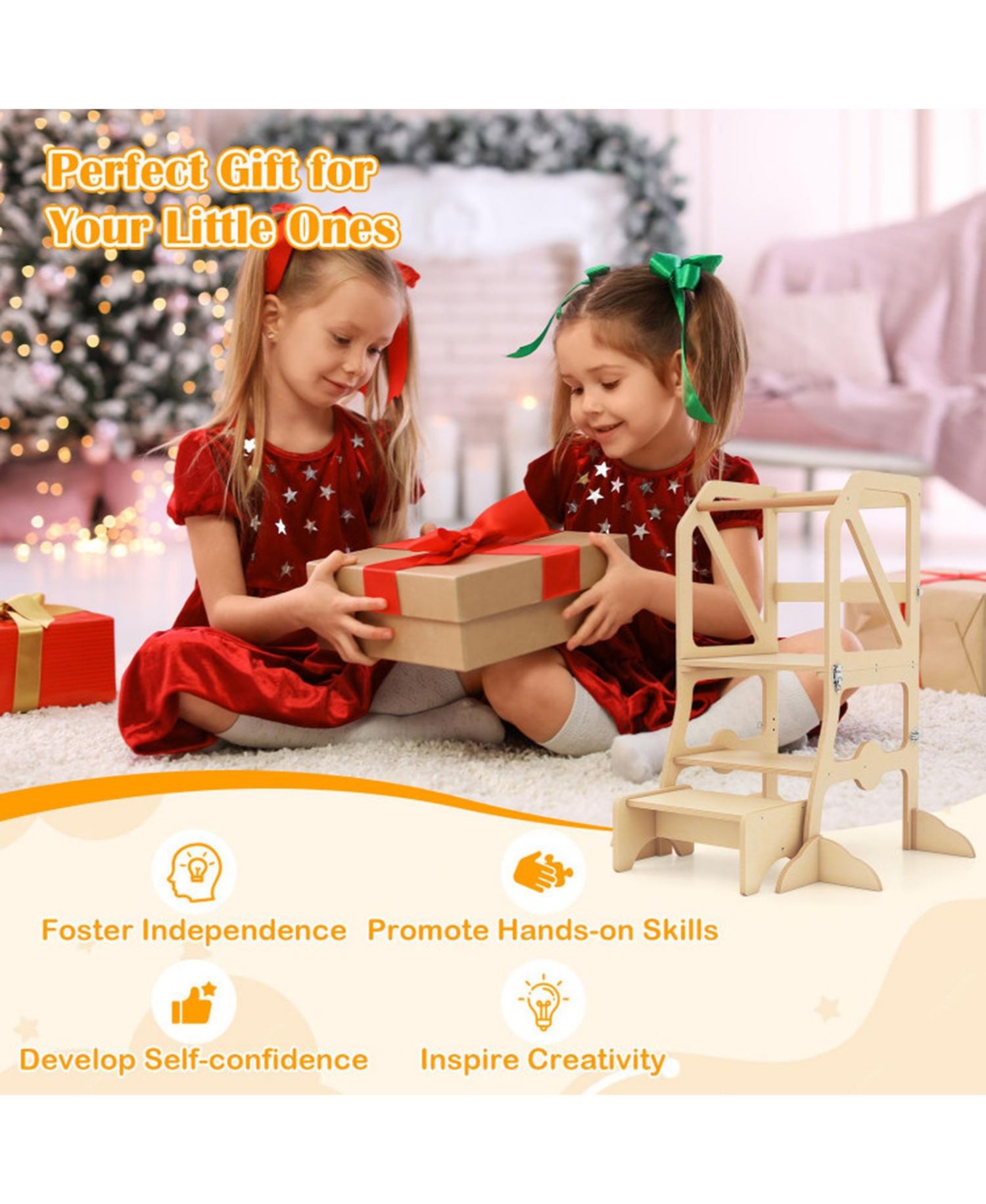 4-in-1 Removable Safety Bar Kids' Step Stool
