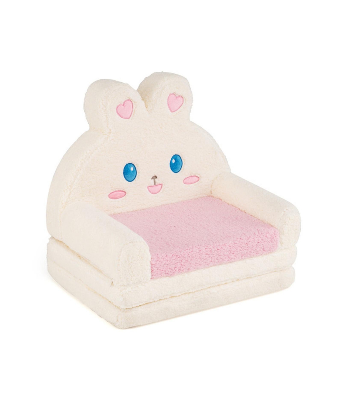 Gouun 2-in-1 Convertible Toddler Sofa to Lounger with Bunny Pattern - Pink