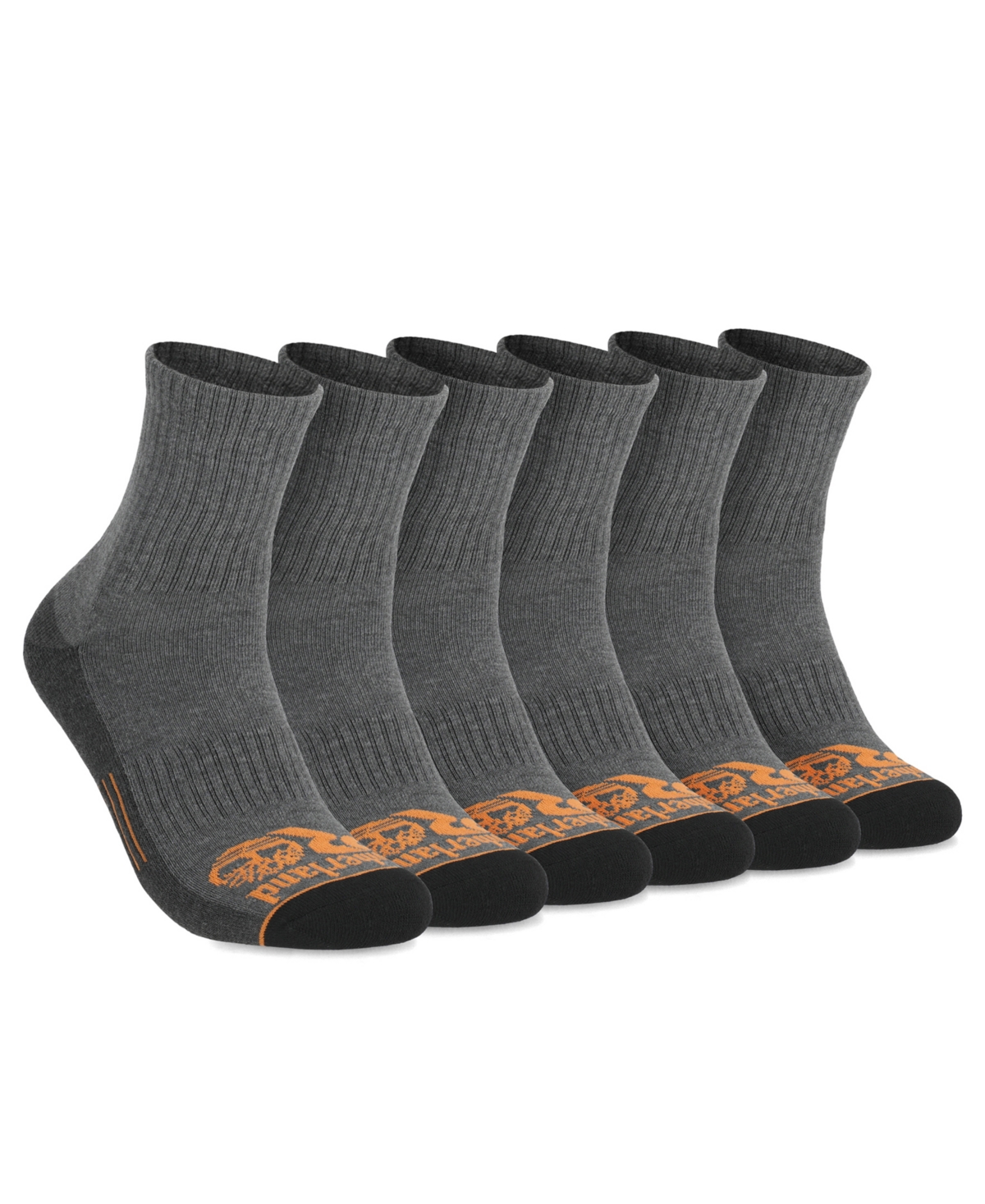 Timberland Men's Pro Arch Support Cushioned Quarter Socks, 6-Pack - Gray