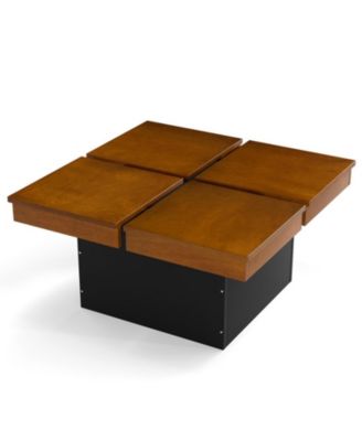 31.5 Inch Square Mid-Century Coffee Table with Recessed Floating Base