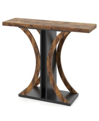 39.5 Inch Console Table with Geometric C-Shaped Frame