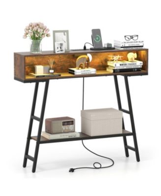 40 Inch Console Table with Charging Station and RGB LED Lighting