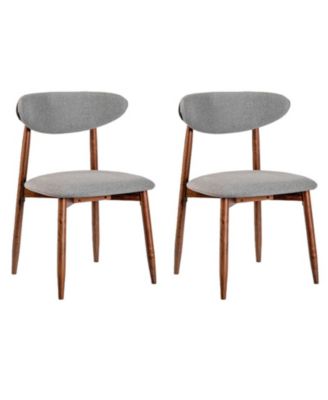 Set of 2 Fabric Upholstered Dining Chairs with Curved Backs