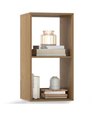 2 Cube Bookshelf with Back Guardrail for Living Room Bedroom