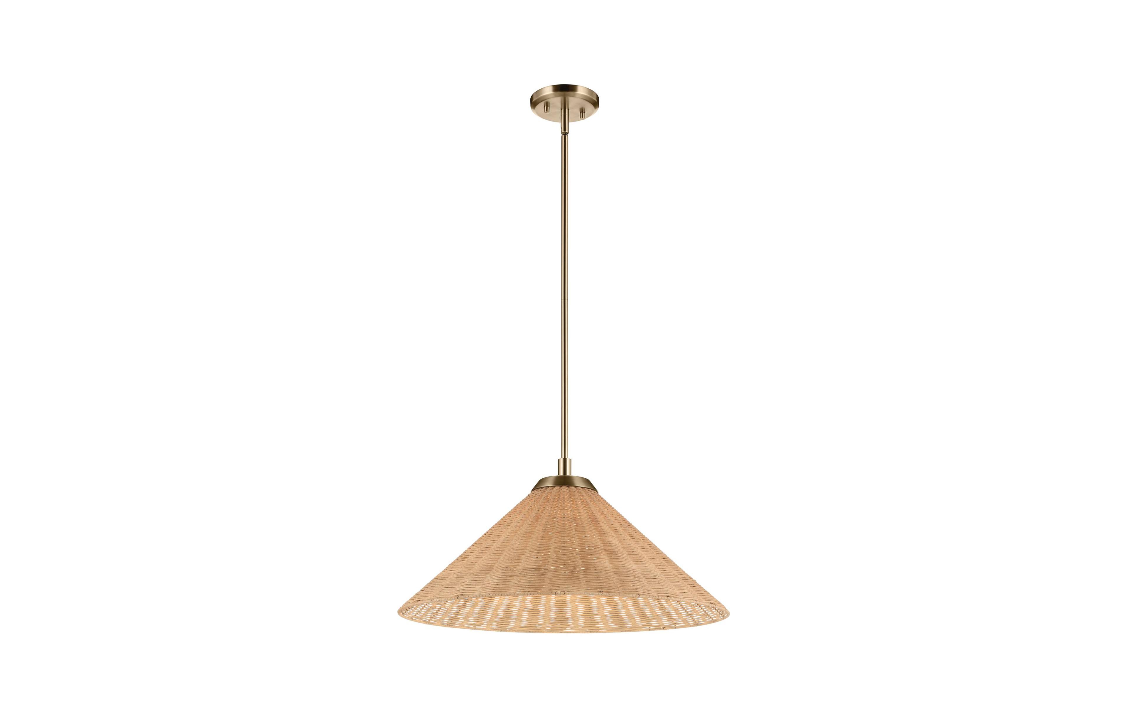 Kichler Bekah 24.25 Inch 1 Light Convertible Pendant with Rattan Shade Cpz