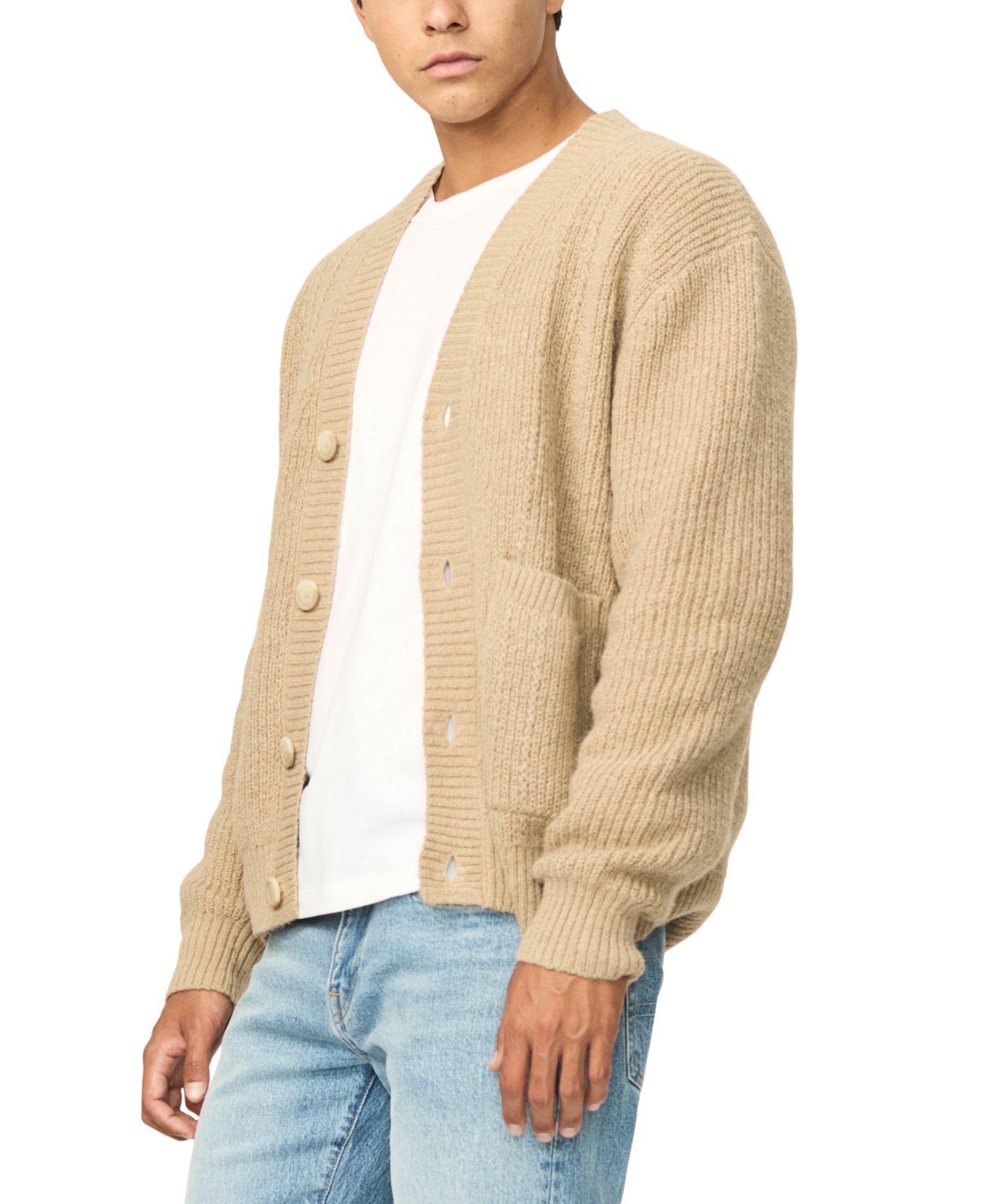 Men's Walex V-Neck Patch Pocket Brushed-Knit Cardigan