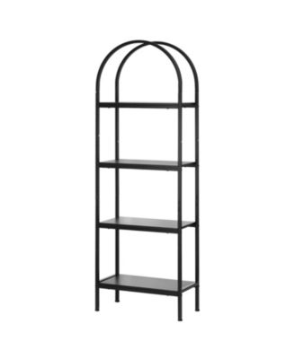 4-Tier Arched Open Bookshelf with Carbon Steel Frame and Melamine Shelves
