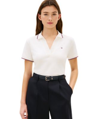 Women's Johnny Collar Short-Sleeve Polo T-Shirt
