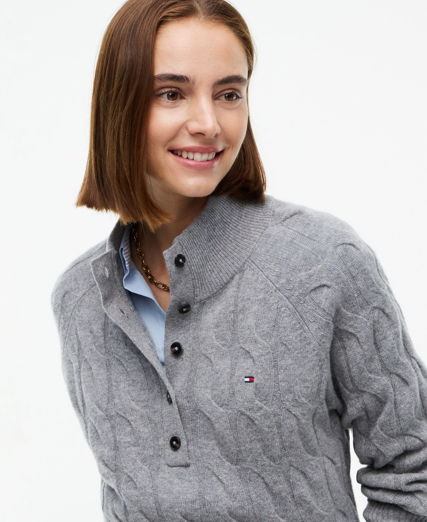 Women's Cable-Knit Mock Neck Sweater