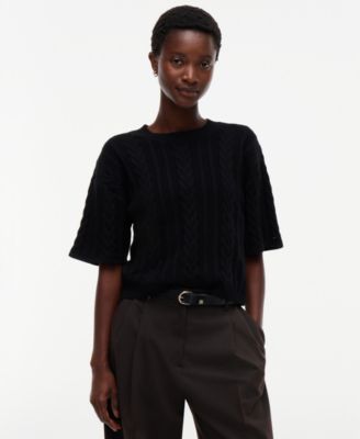 Women's Cable-Knit Bow Detail Crewneck Sweater