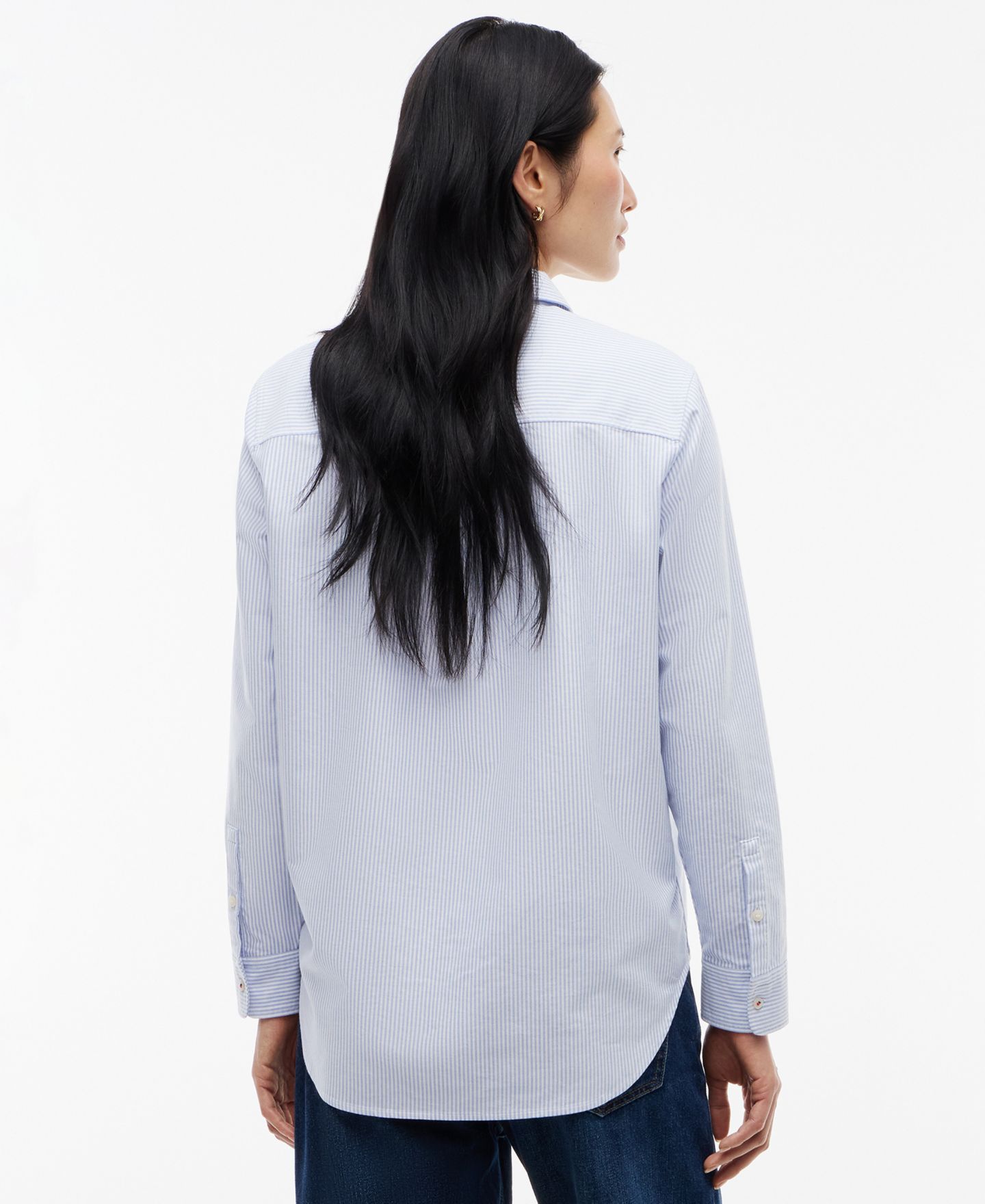 Женская рубашка Tommy Hilfiger Oxford Striped Embroidered Long-Sleeve, цвет: Синий — фото 5