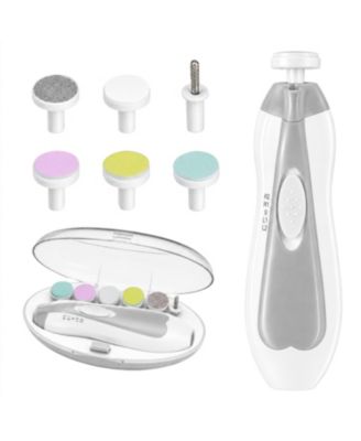 Baby Electric Nail Trimmer Kit with Quiet Operation, LED Light, and 6 Interchangeable Heads