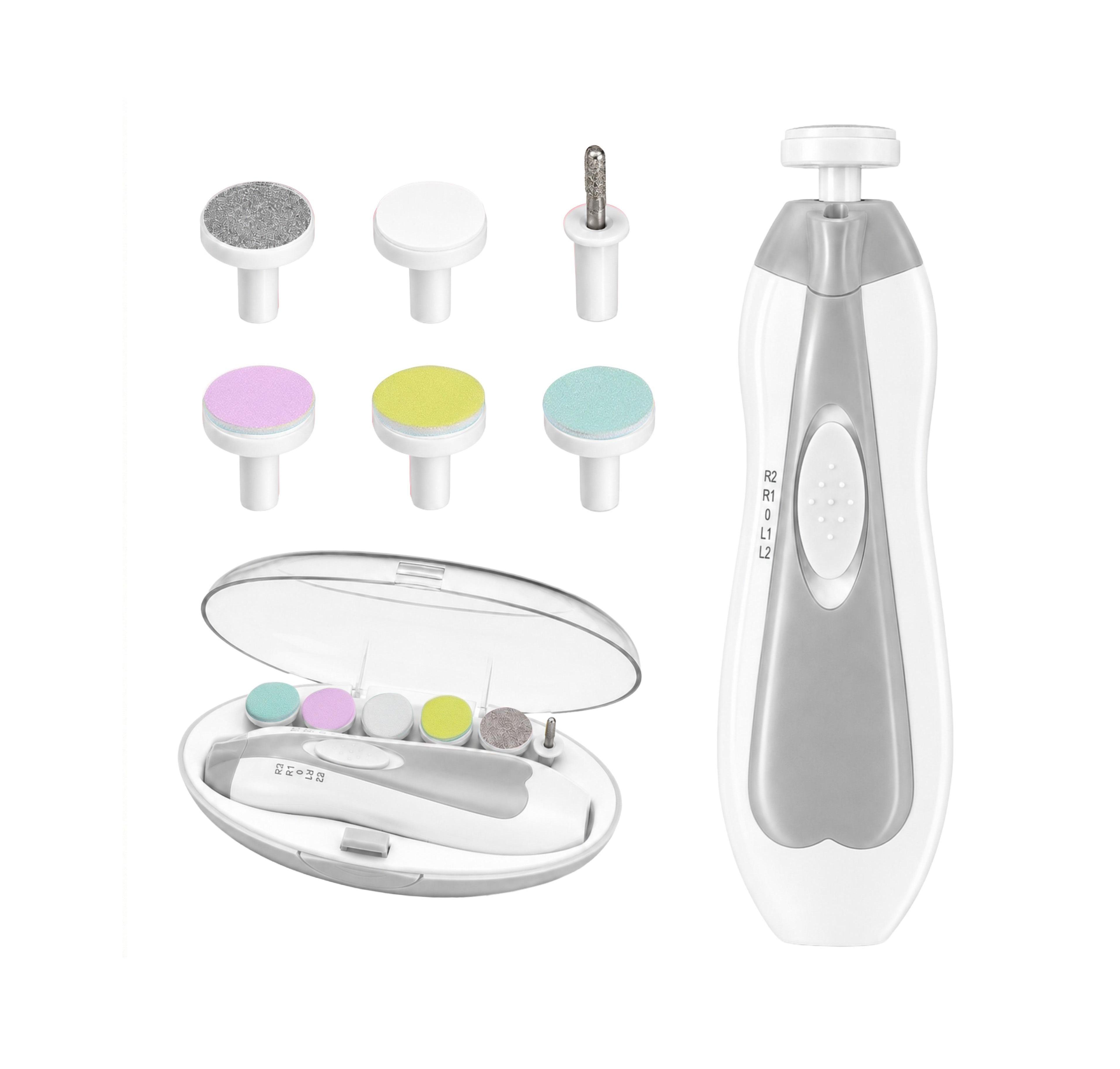 Sperric Baby Electric Nail Trimmer Kit with Quiet Operation, Led Light, and 6 Interchangeable Heads