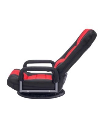 360-Degree Swivel Floor Gaming Chair with Armrests and 6-Position Folding Backrest