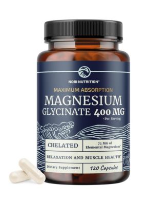 Magnesium Glycinate 400mg Chelated Magnesium Bisglycinate 2-Capsule Serving Easy-to-Swallow Capsules 120 Count