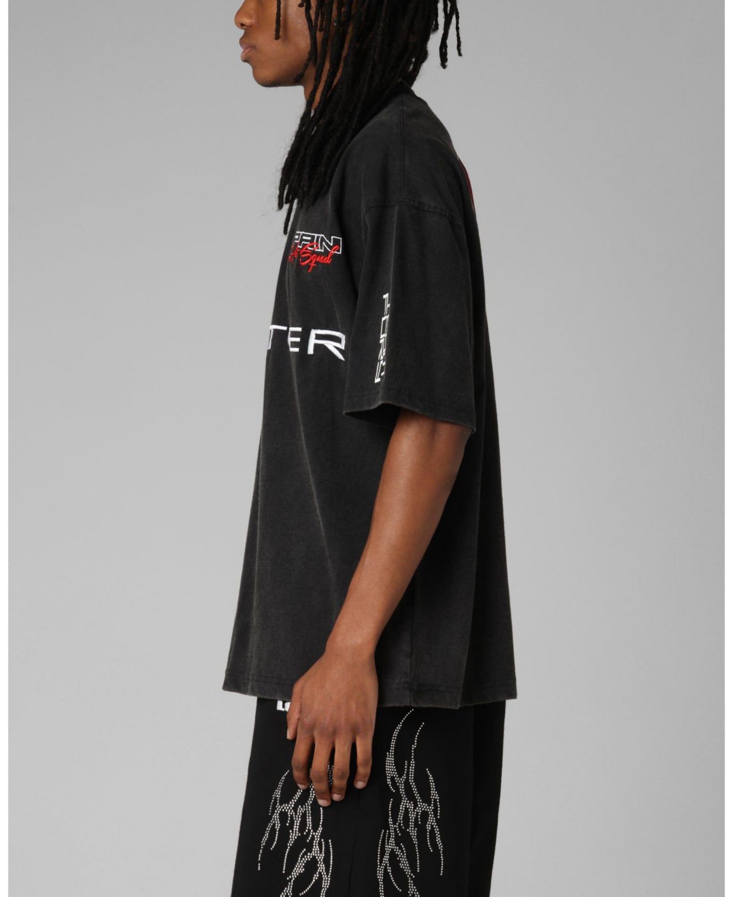 Men's Racing Oversized Graphic Faded-Wash T-Shirt