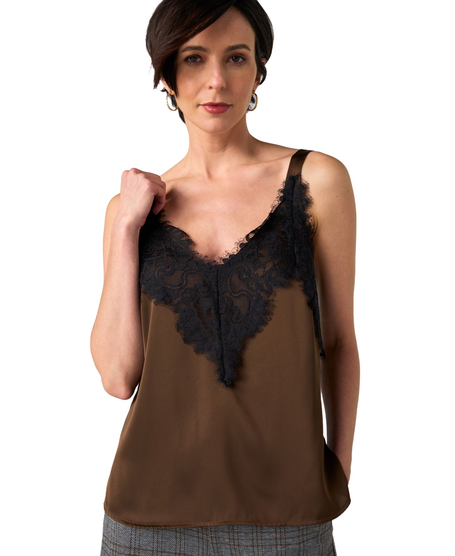 Women's Sleeveless V-Neck Lace-Trim Camisole