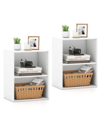 Set of 2 Engineered Wood 2-Cube Bookcases with 5-Position Adjustable Shelf