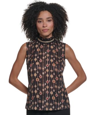 Women's Mock Neck Sleeveless Blouse