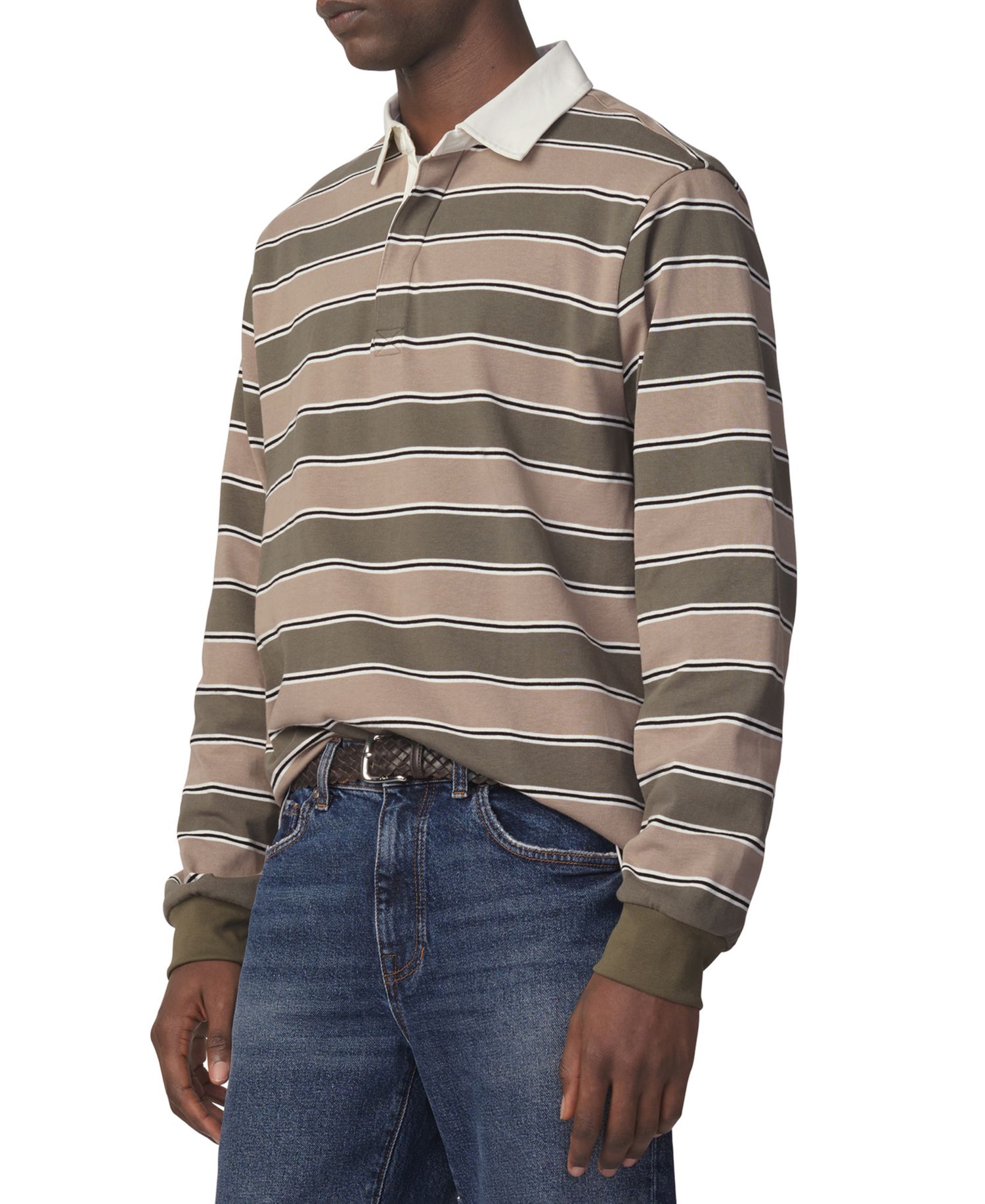 Men's Striped Long-Sleeve Rugby Shirt
