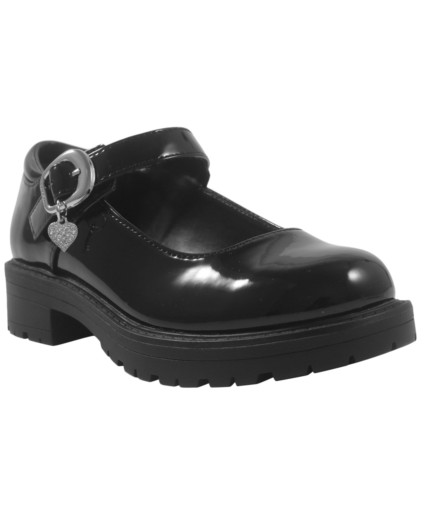 Балетки Sam Edelman Lenny Stones Round-Toe Patent Heart Charm Flats для девочек, цвет: Чёрный лаковый — фото 1