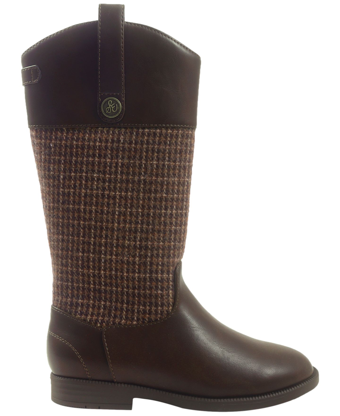 Ботинки Sam Edelman Equesty Hogtooth-Patterned Knee-High Zip для девочек, цвет: Коричневый — фото 2