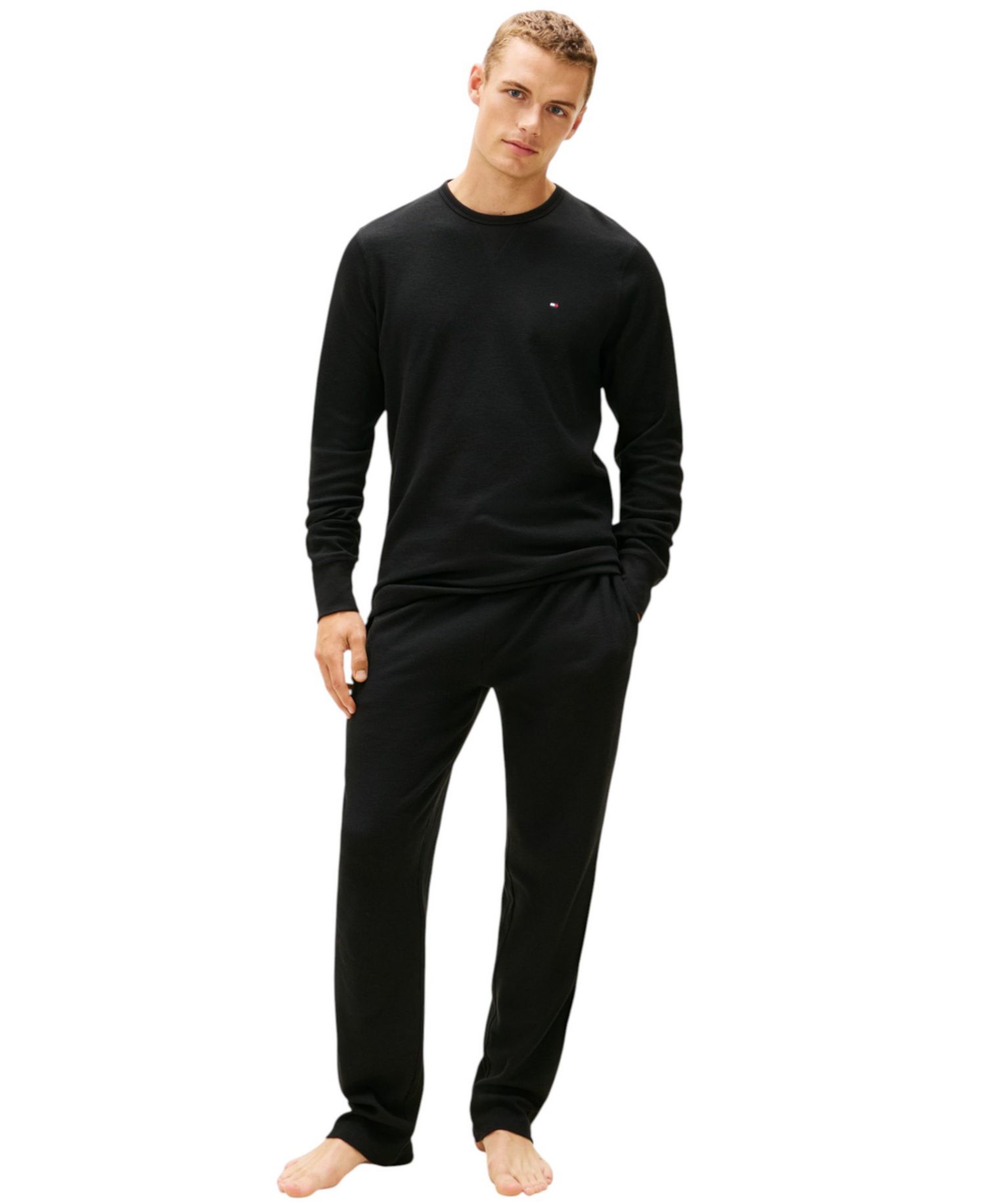 Men's Core Flag Long-Sleeve Crewneck Cotton Pajama T-Shirt