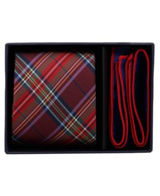 Men's 2-Piece Tartan Plaid Tie and Pocket Square Half Box Set