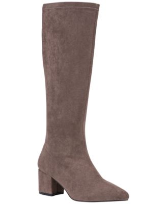 Women's Riggs Block-Heel Pointed-Toe Faux Suede Knee High Boots