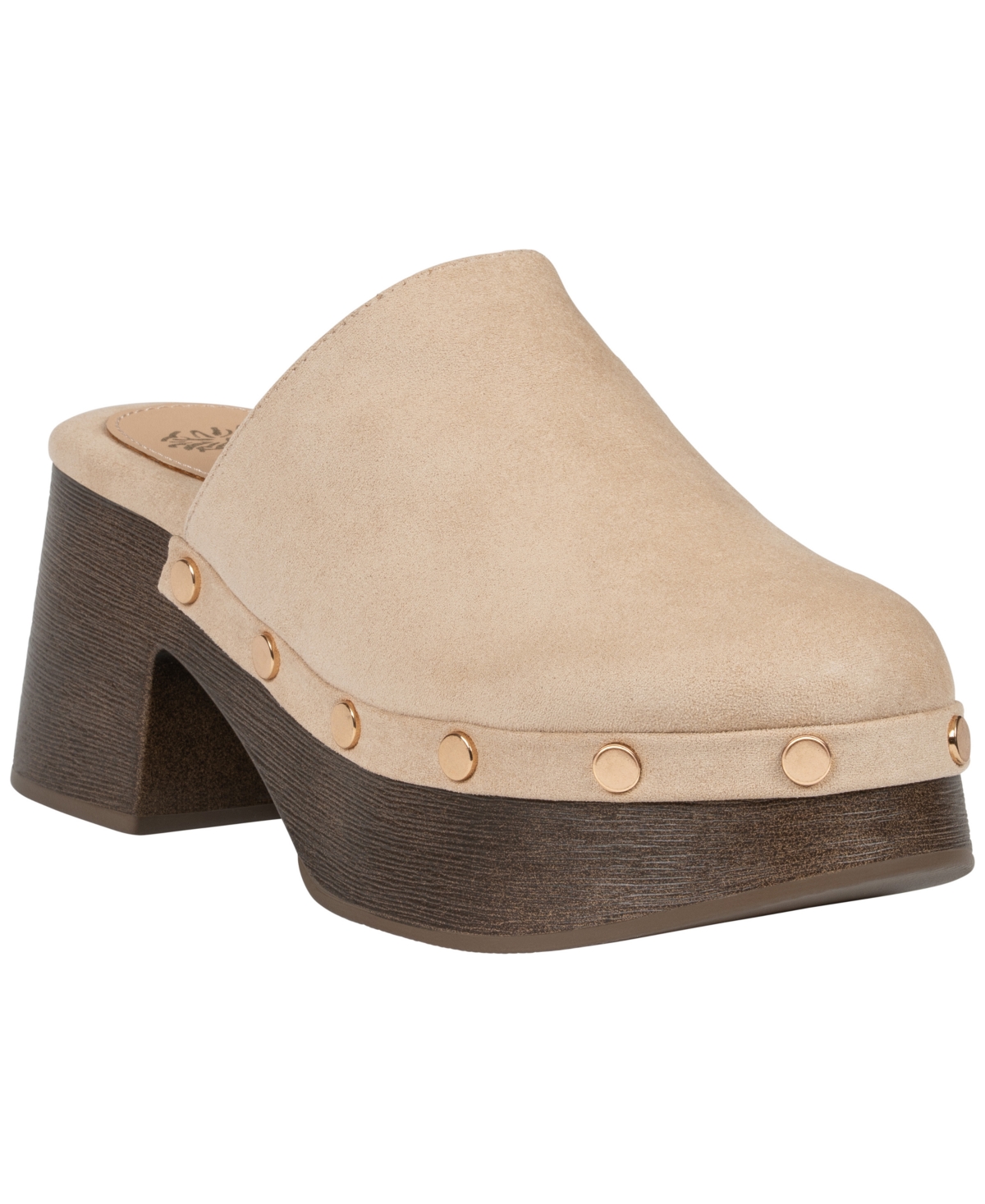 Gc Shoes Women's Innis Studded Chunky-Heel Faux Suede Platform Mule Clogs - Ivory