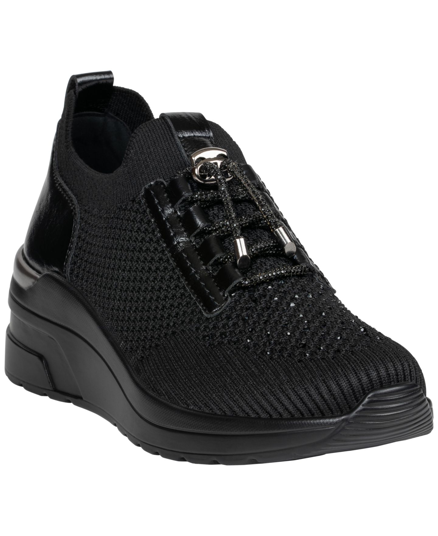 Женские кроссовки GC Shoes Eagan Knit Lace Up Wedge, цвет: Чёрный — фото 1