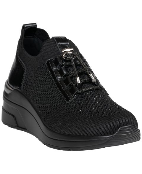Женские кроссовки GC Shoes Eagan Knit Lace Up Wedge, цвет: Чёрный