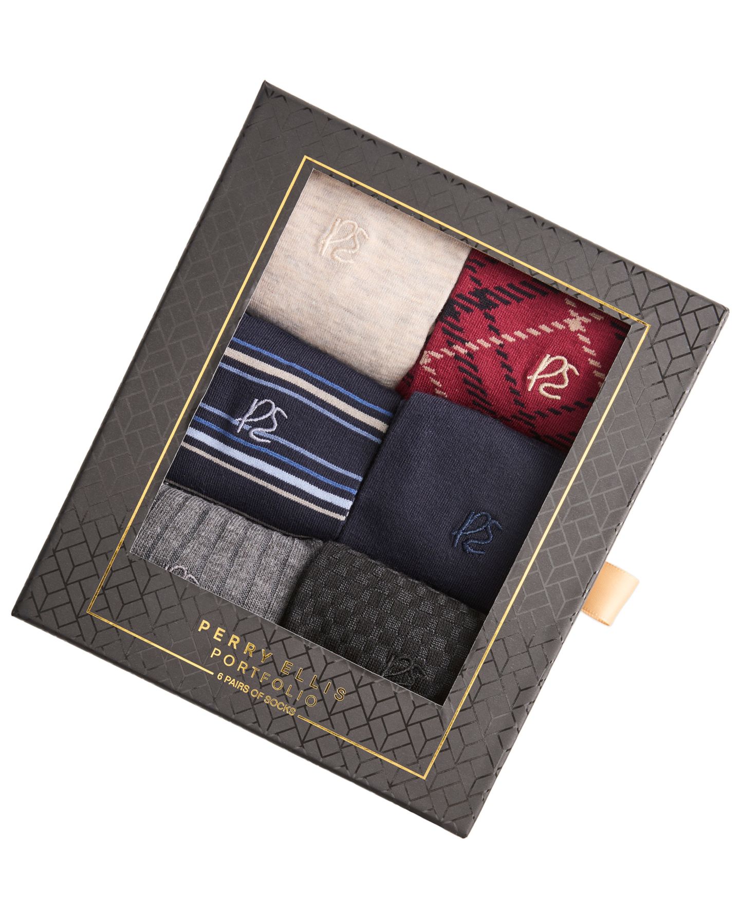 Носки Holiday для мужчин, средней высоты, стрейч, 6 шт. — Perry Ellis Portfolio, цвет: Розовый / Красный — фото 2