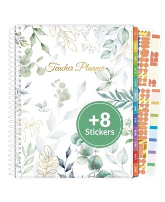 Teacher Planner 7 Period Lesson Book Daily Weekly Monthly Organizers Colorful Tabs Planning Stickers